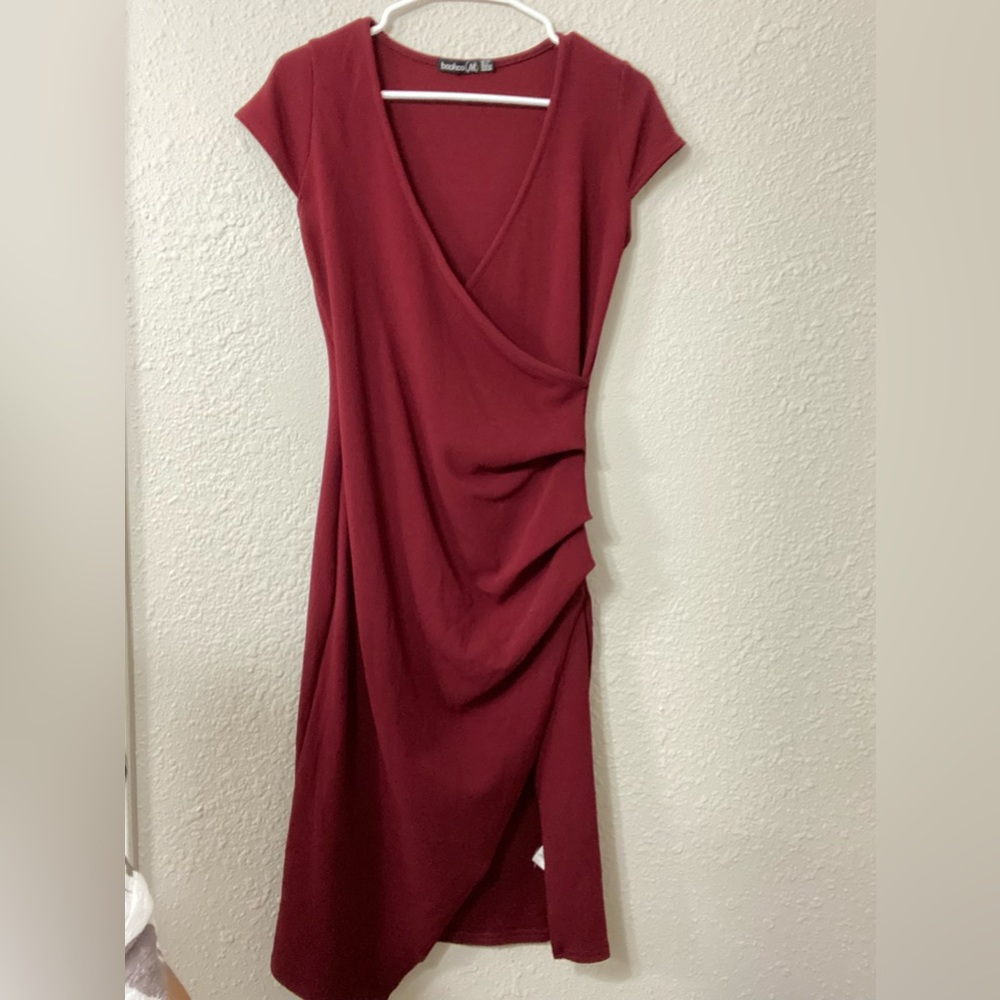Boohoo | Red Maternity Cocktail Dress